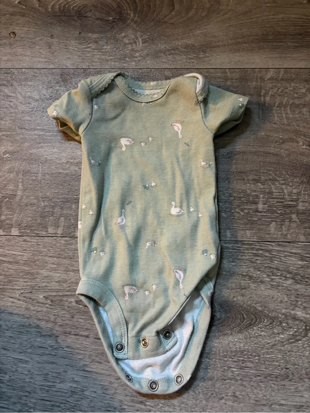 Carter's Sage Green Baby One-Piece Bodysuit with Swan Print